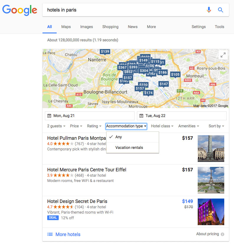 google vacation rentals