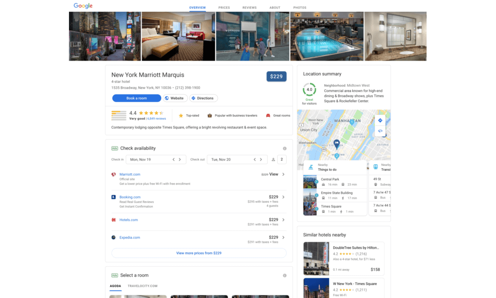 Встречайте: новый дизайн результатов поиска по отелям и курортам от Google